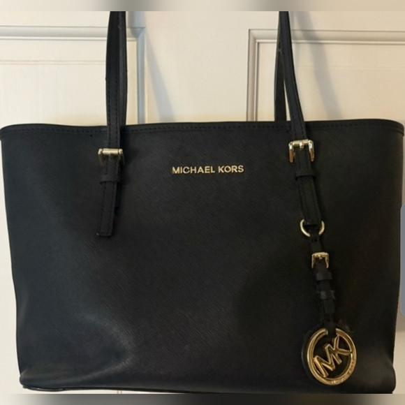 Michael Kors Black Tote with Gold Accents - Picture 3 of 7